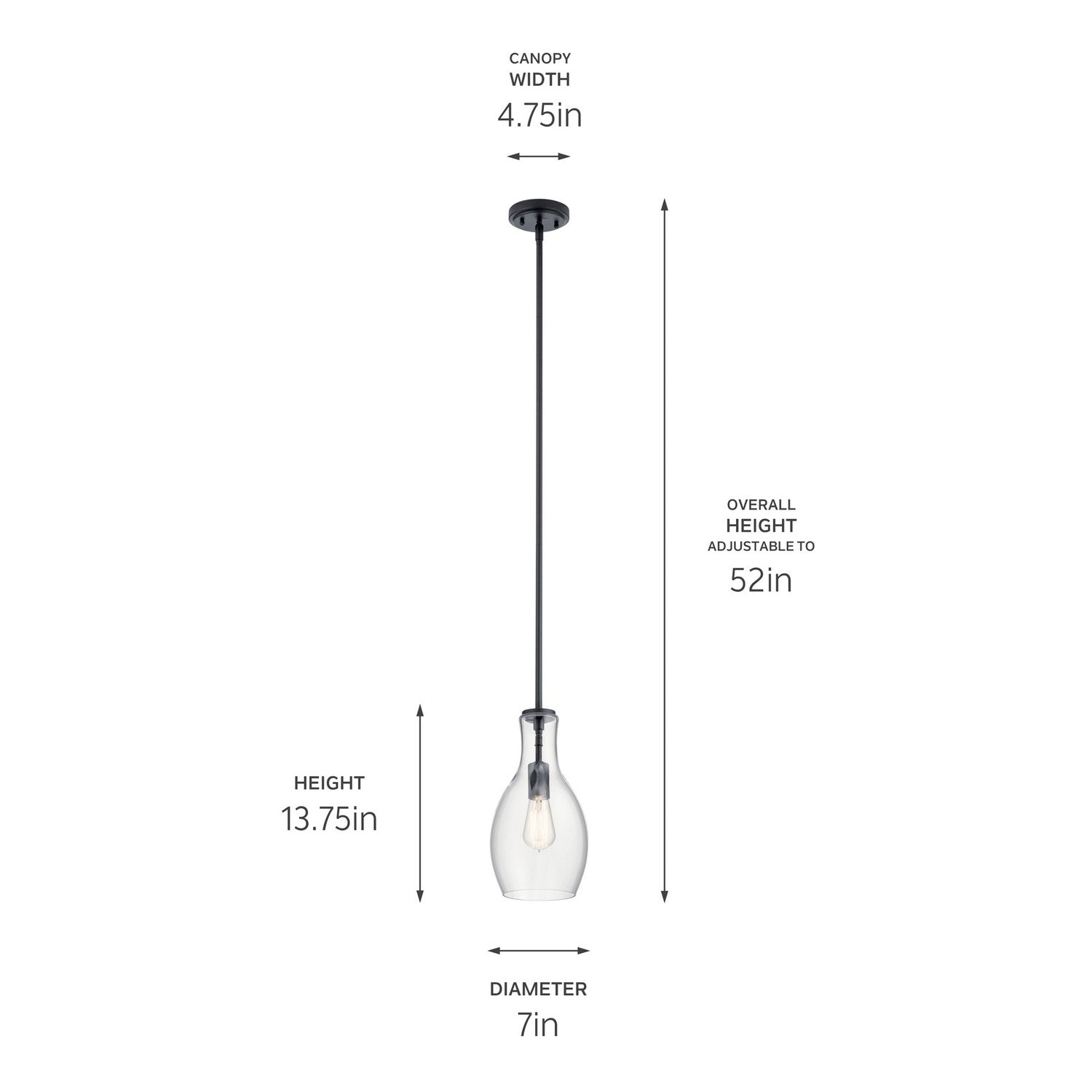 Kichler - 42456BK - One Light Pendant - Everly - Black