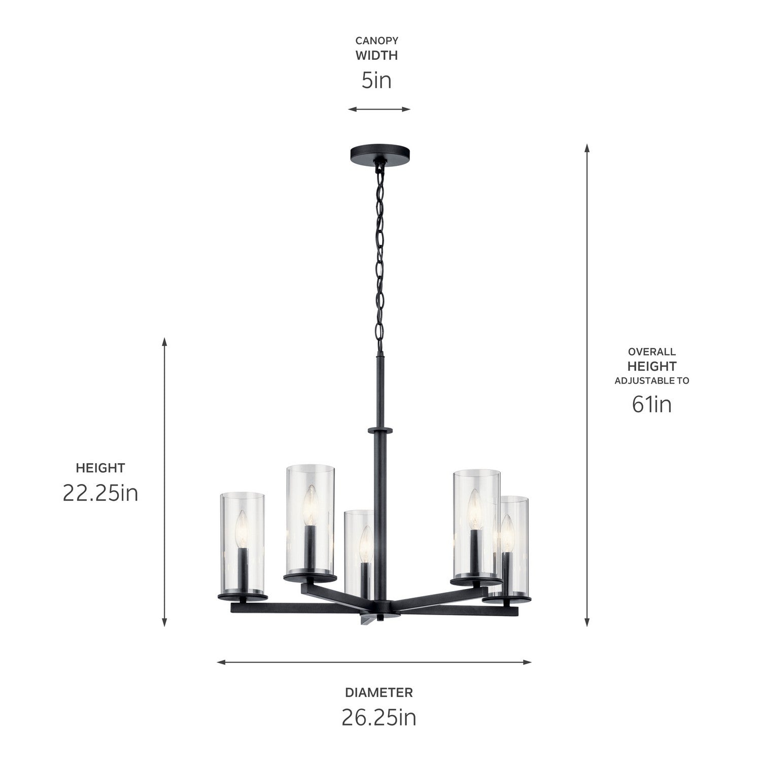 Kichler - 43999BK - Five Light Chandelier - Crosby - Black