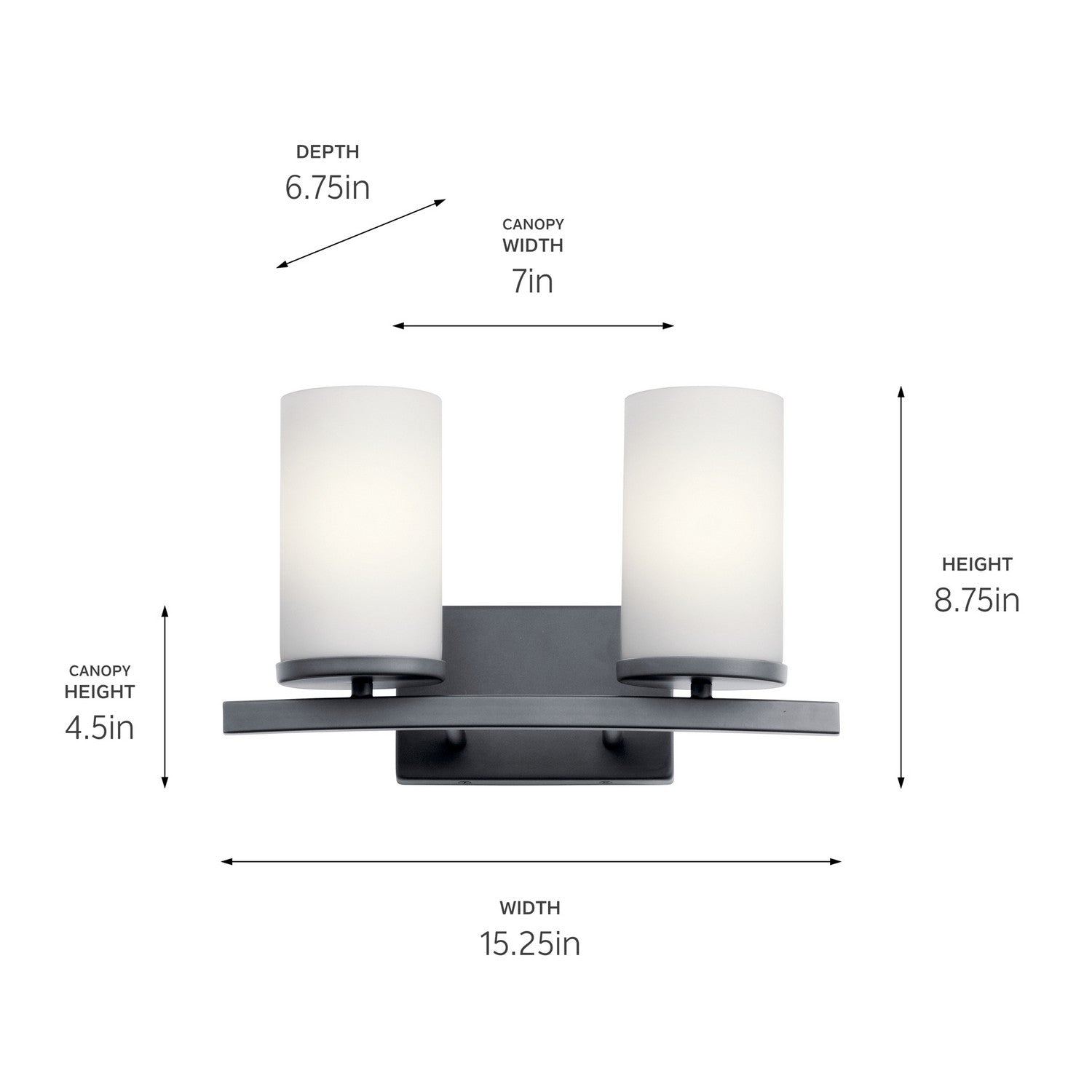 Kichler - 45496BK - Two Light Bath - Crosby - Black