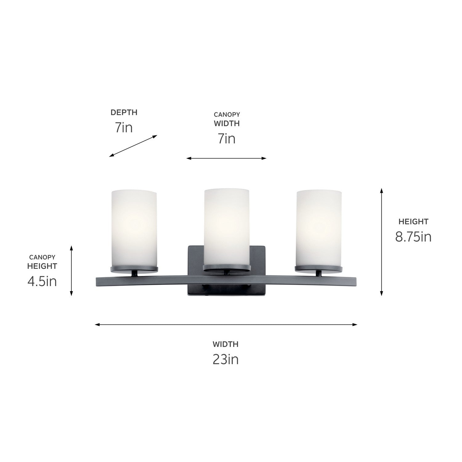Kichler - 45497BK - Three Light Bath - Crosby - Black
