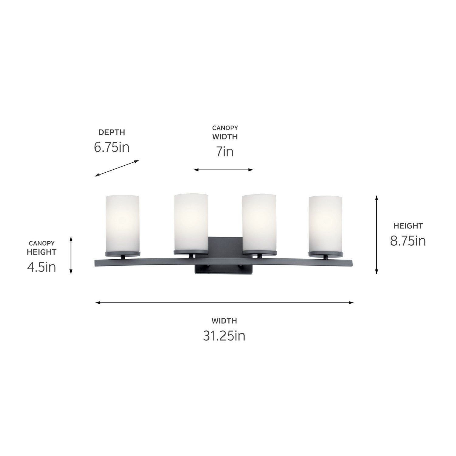 Kichler - 45498BK - Four Light Bath - Crosby - Black