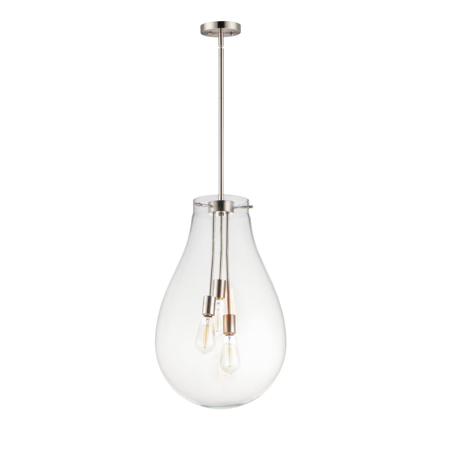Maxim - 10164CLSN - Three Light Pendant - Gourd - Satin Nickel