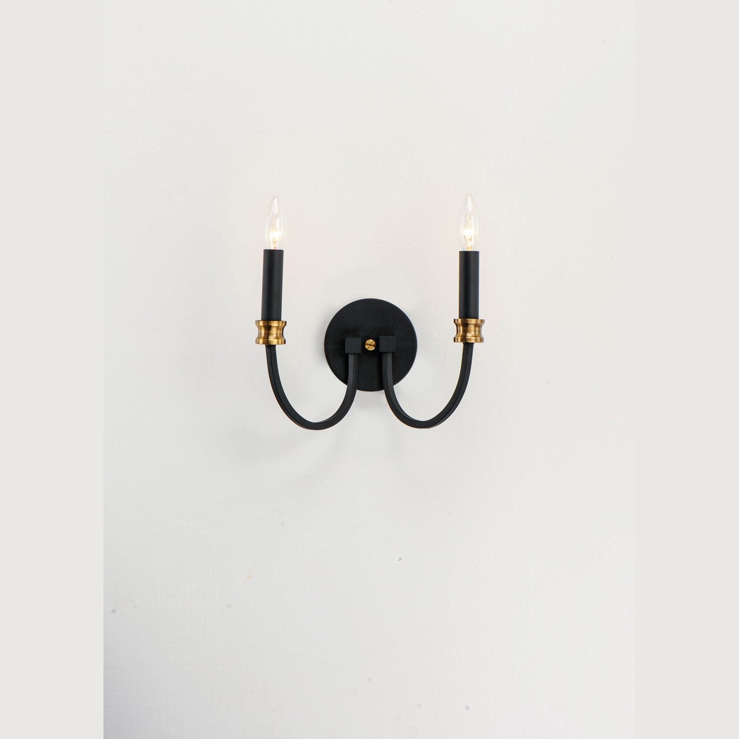 Maxim - 11372BKAB - Two Light Wall Sconce - Charlton - Black / Antique Brass
