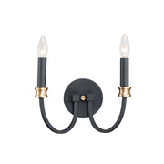 Maxim - 11372BKAB - Two Light Wall Sconce - Charlton - Black / Antique Brass