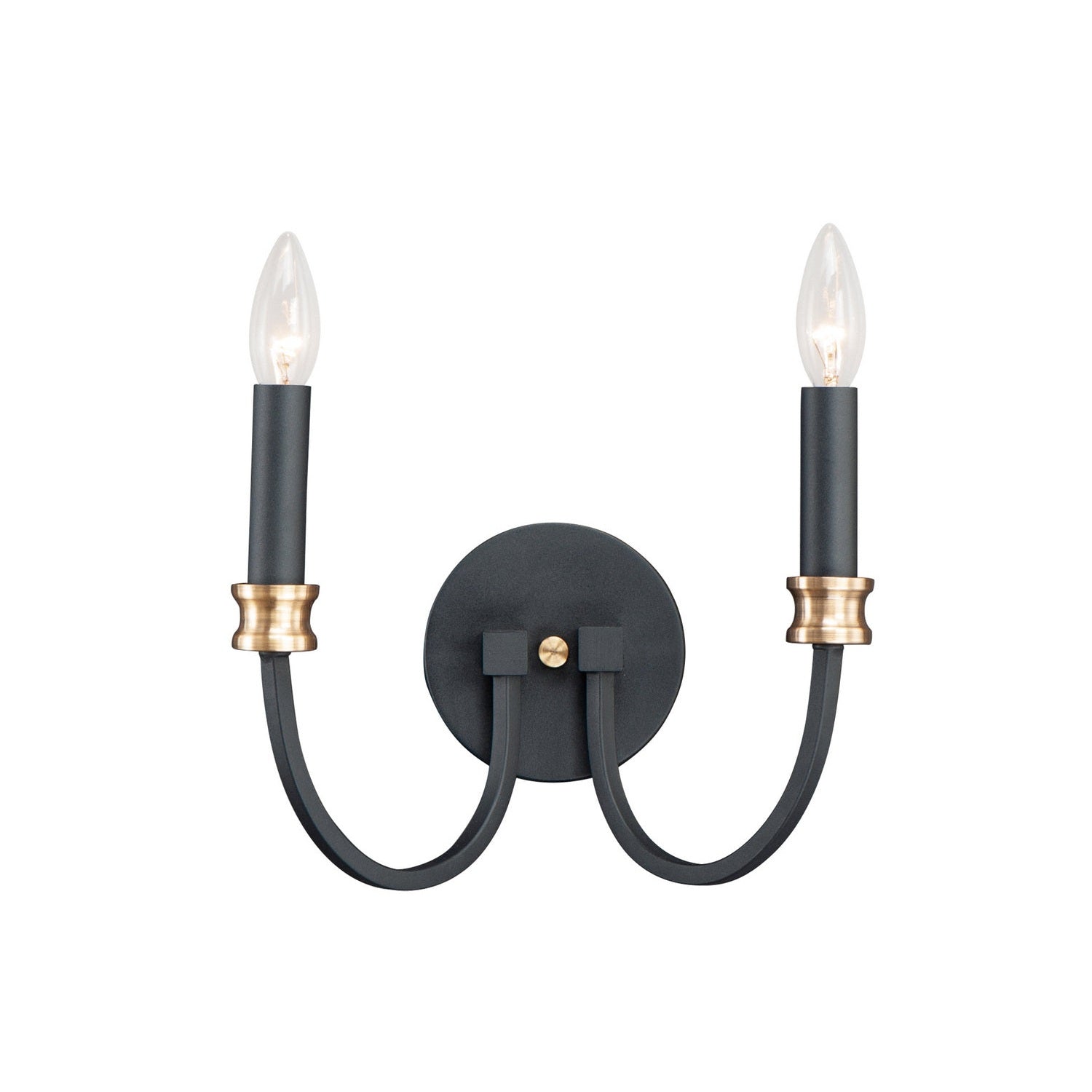 Maxim - 11372BKAB - Two Light Wall Sconce - Charlton - Black / Antique Brass