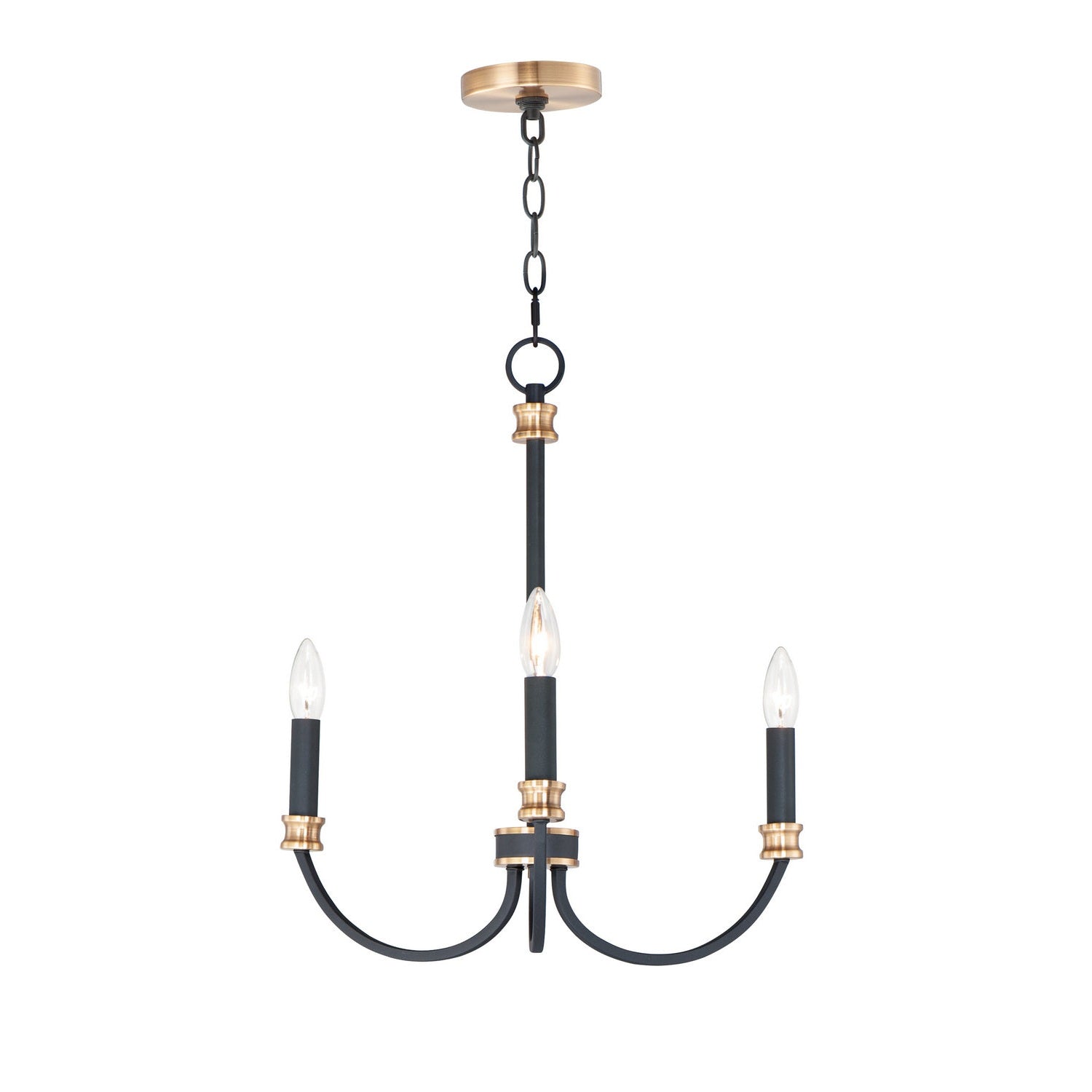 Maxim - 11373BKAB - Three Light Chandelier - Charlton - Black / Antique Brass