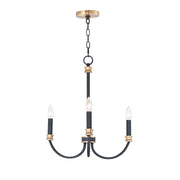 Maxim - 11373BKAB - Three Light Chandelier - Charlton - Black / Antique Brass