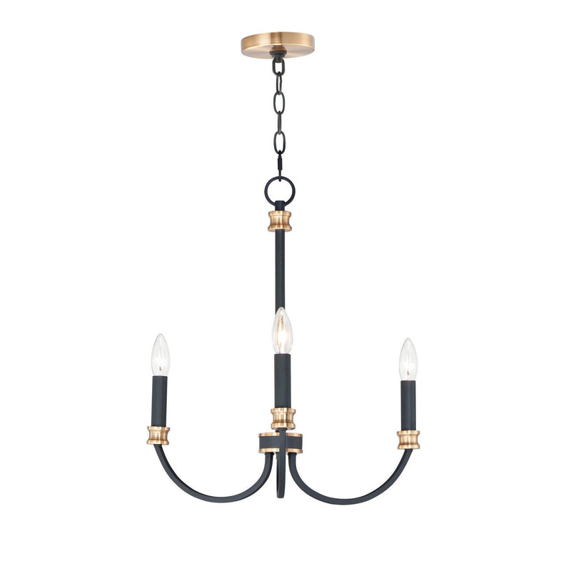 Maxim - 11373BKAB - Three Light Chandelier - Charlton - Black / Antique Brass