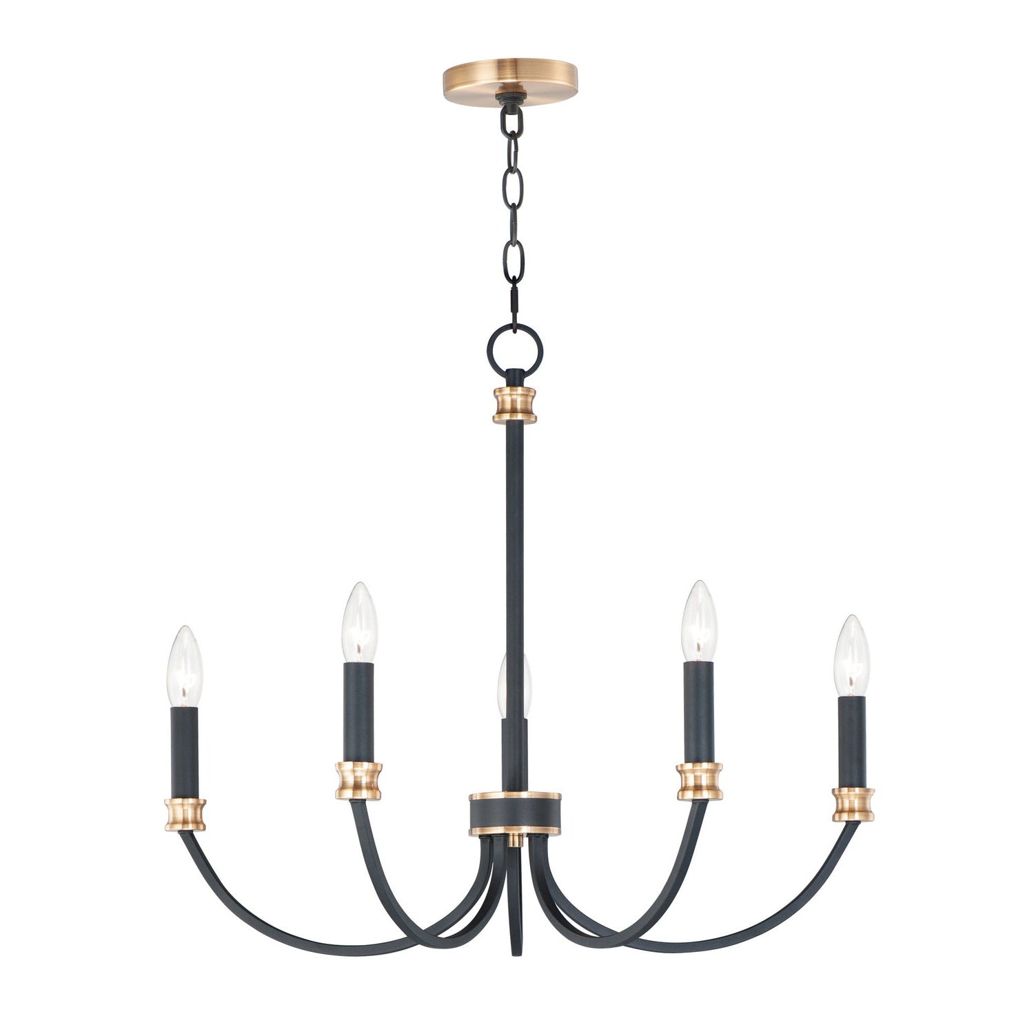 Maxim - 11375BKAB - Five Light Chandelier - Charlton - Black / Antique Brass