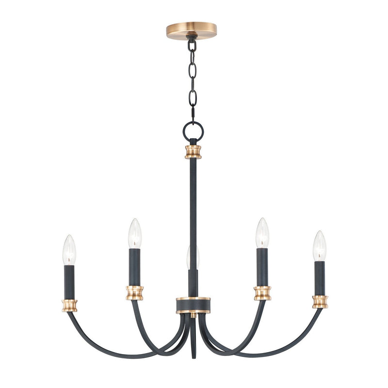 Maxim - 11375BKAB - Five Light Chandelier - Charlton - Black / Antique Brass
