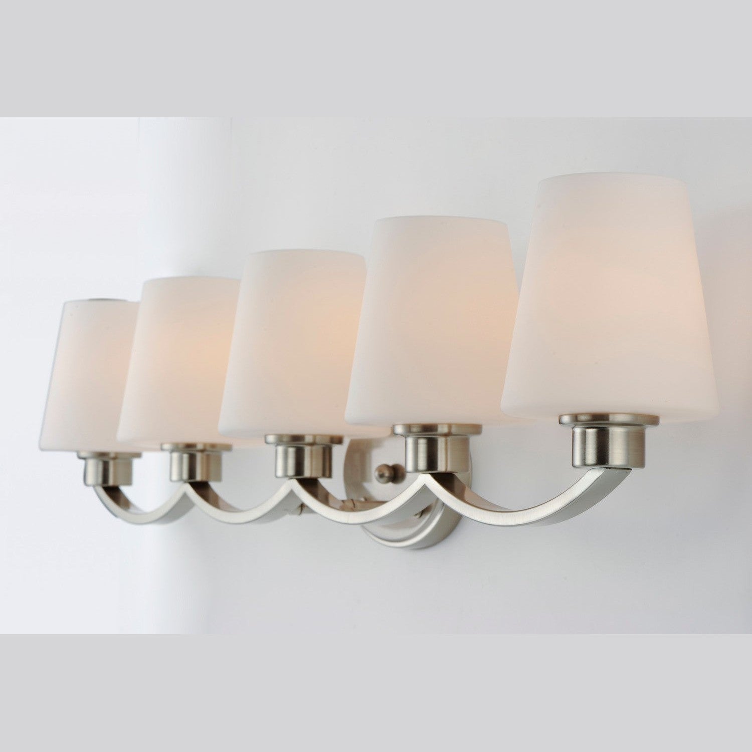 Maxim - 11835SWSN - Five Light Bath Vanity - Shelter - Satin Nickel