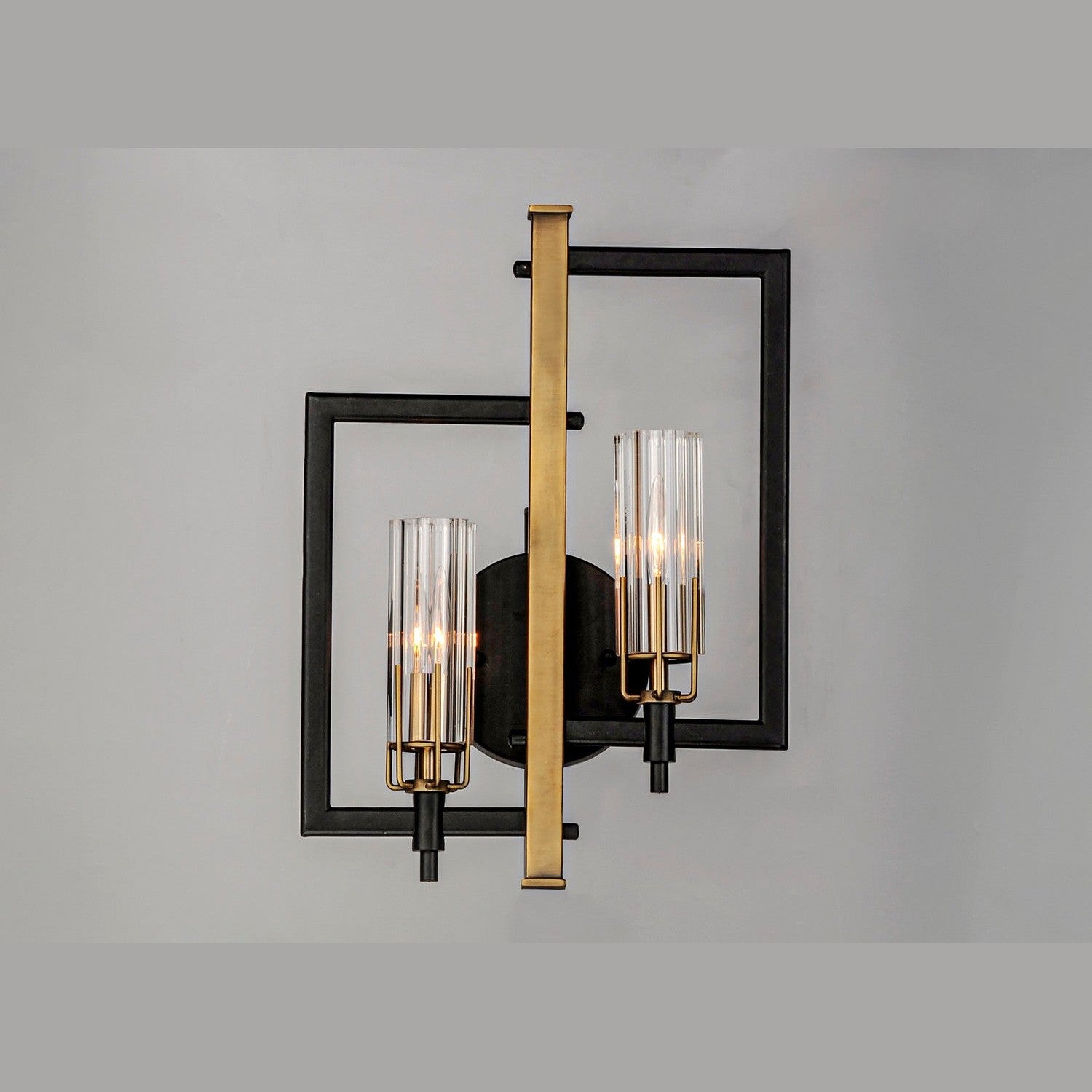Maxim - 16115CLBKAB - Two Light Wall Sconce - Flambeau - Black / Antique Brass
