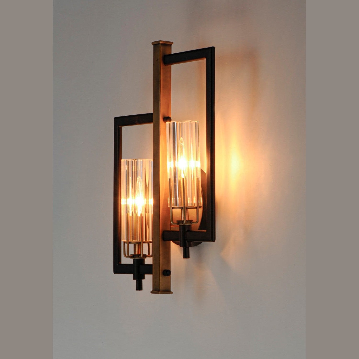 Maxim - 16115CLBKAB - Two Light Wall Sconce - Flambeau - Black / Antique Brass