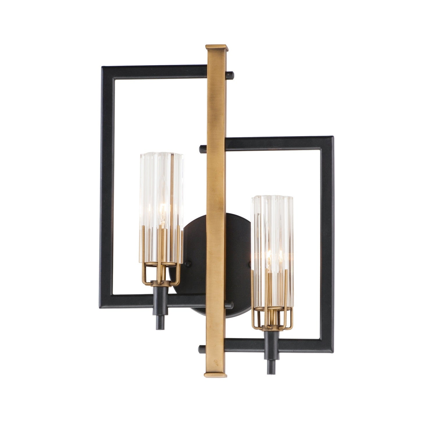 Maxim - 16115CLBKAB - Two Light Wall Sconce - Flambeau - Black / Antique Brass