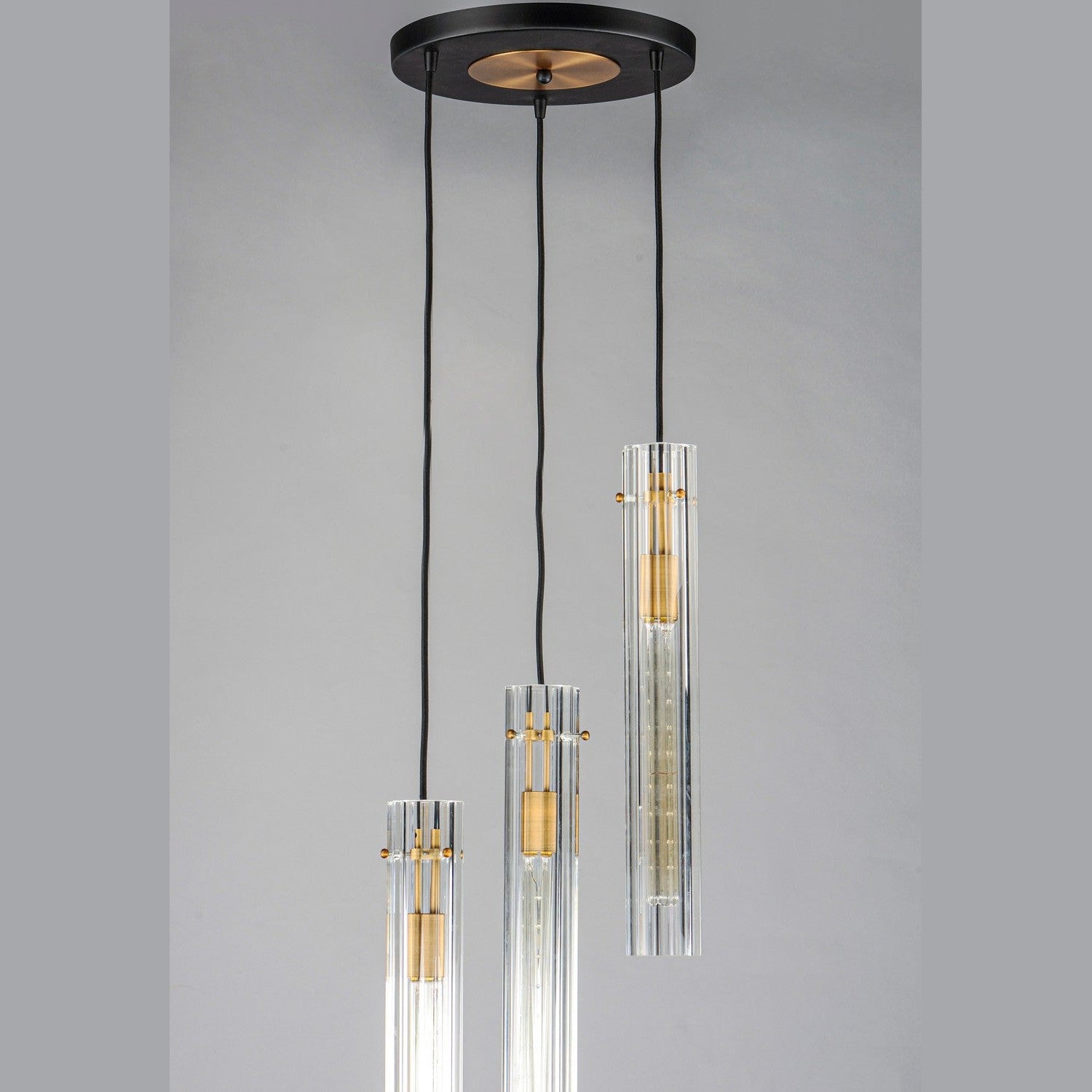 Maxim - 16123CLBKAB - Three Light Chandelier - Flambeau - Black / Antique Brass