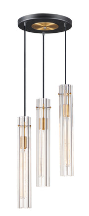 Maxim - 16123CLBKAB - Three Light Chandelier - Flambeau - Black / Antique Brass