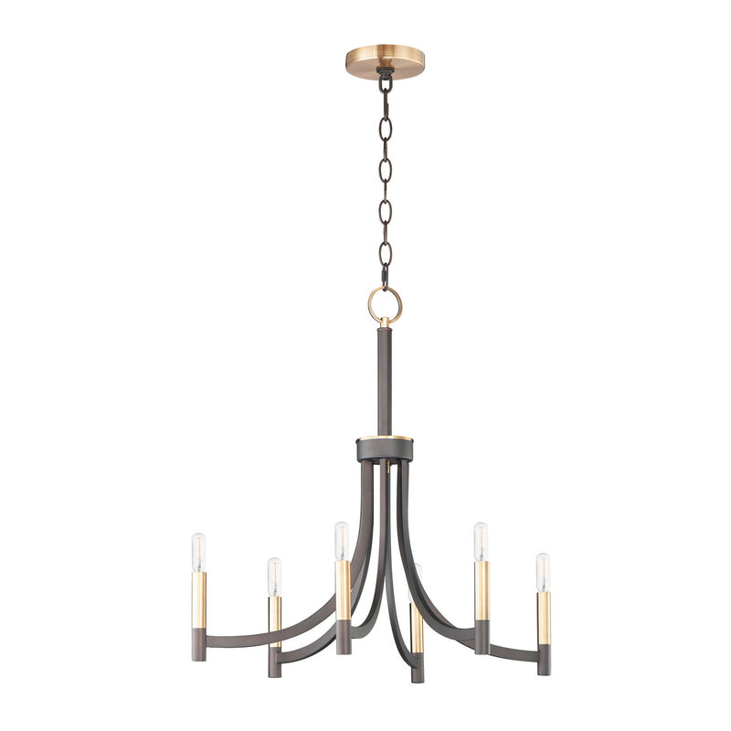 Maxim - 21526BZAB - Six Light Chandelier - Lyndon - Bronze / Antique Brass