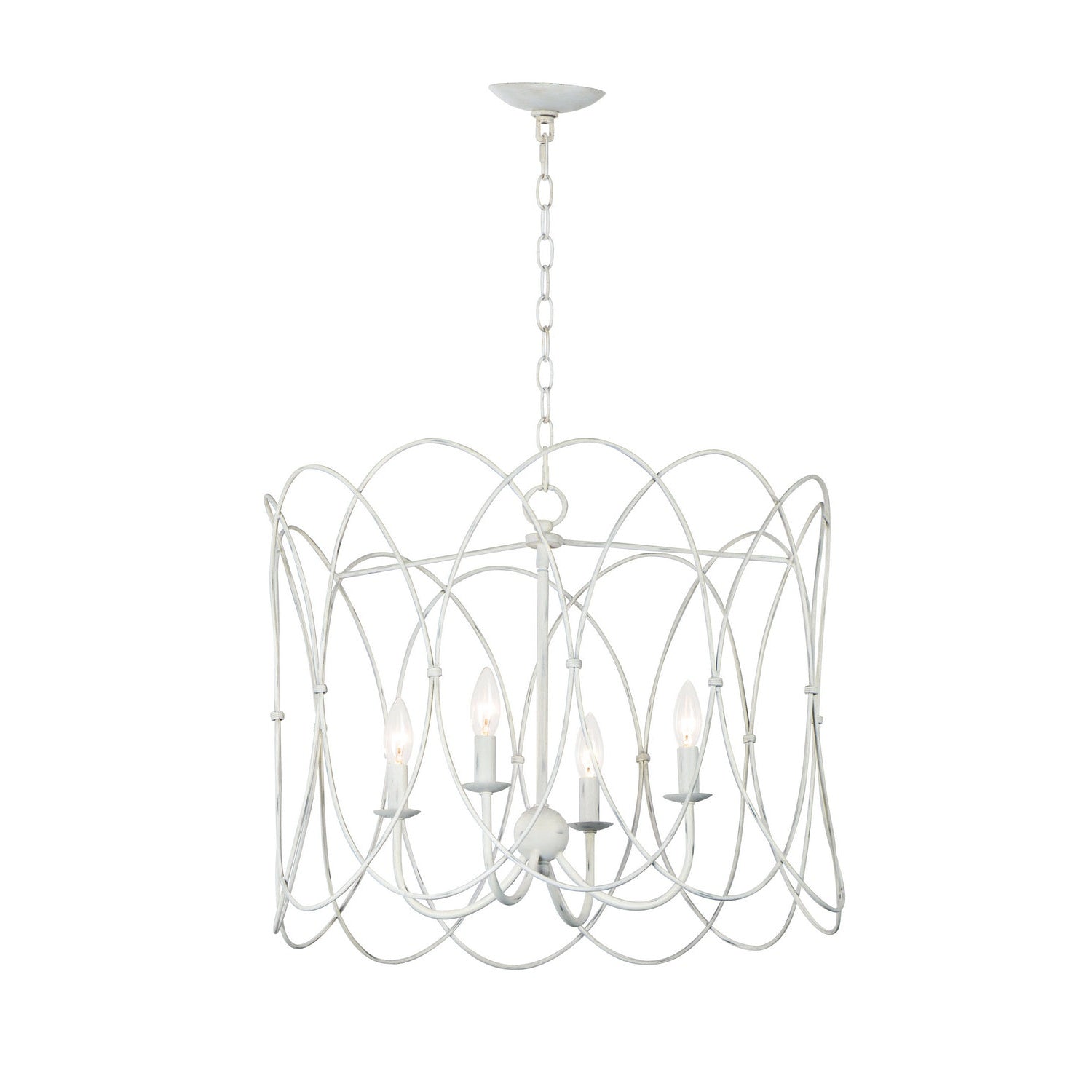 Maxim - 27594WWT - Four Light Chandelier - Trellis - Weathered White