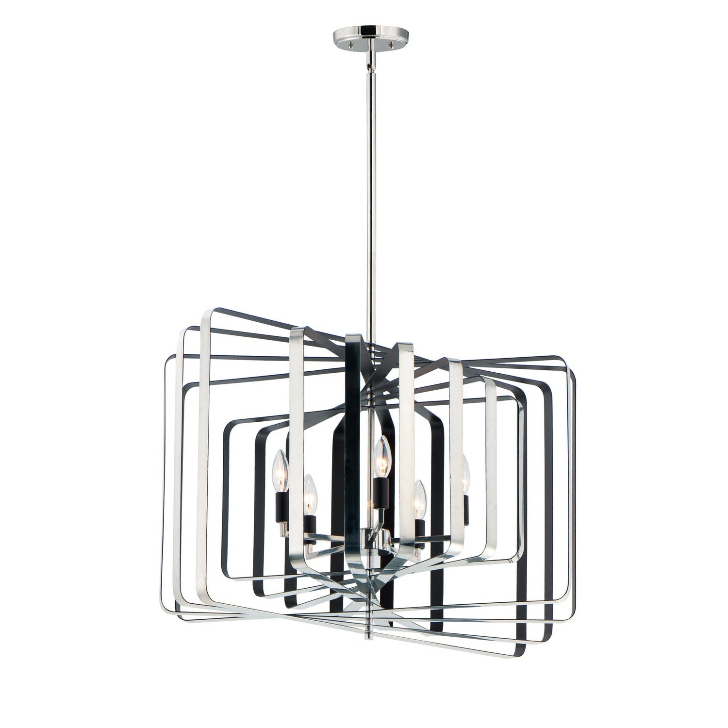 Maxim - 28677PNBK - Five Light Pendant - Radial - Polished Nickel / Black