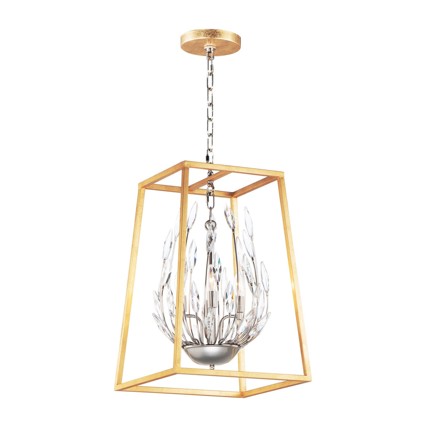 Maxim - 32404BCPNGL - Four Light Pendant - Bouquet - Polished Nickel / Gold Leaf