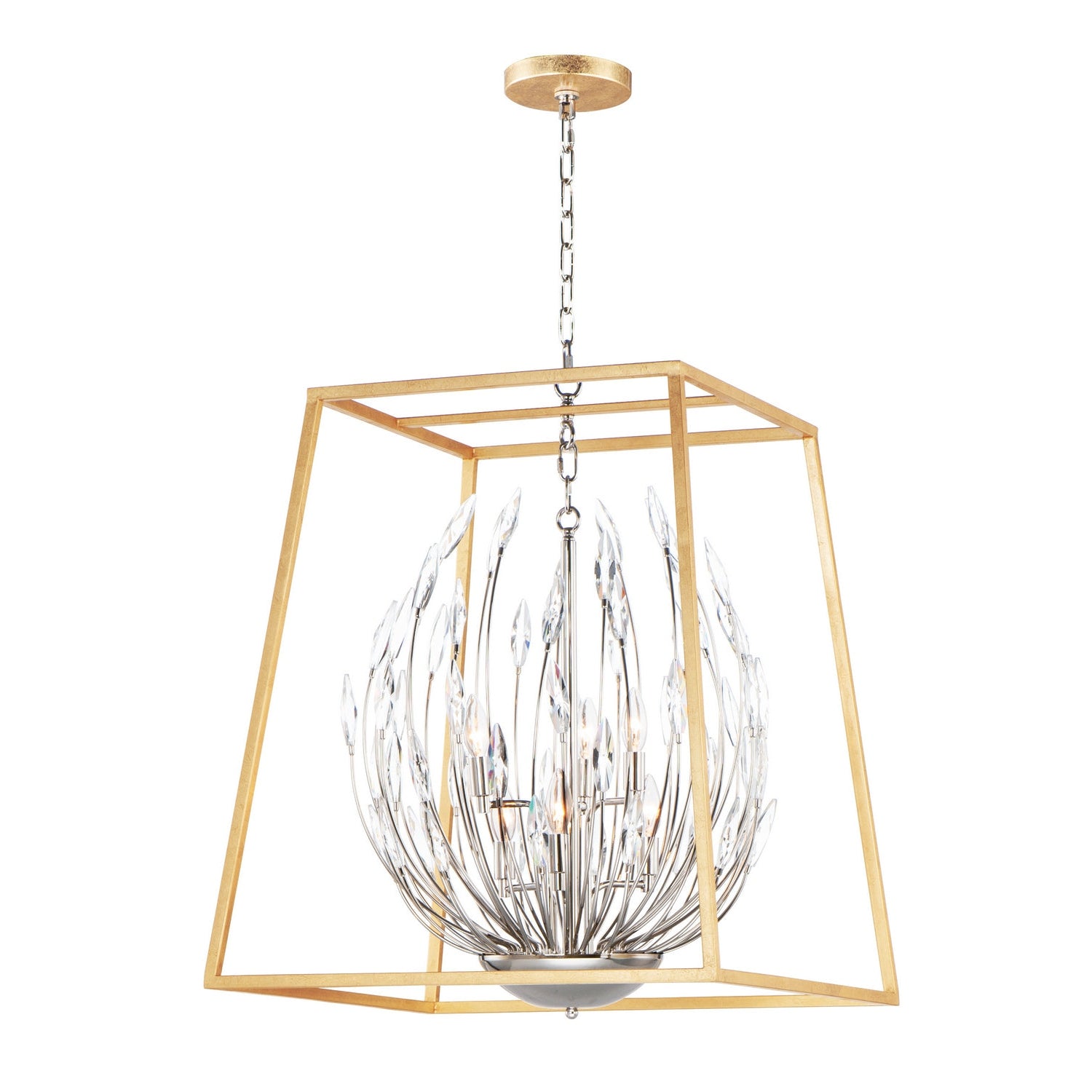 Maxim - 32406BCPNGL - Six Light Pendant - Bouquet - Polished Nickel / Gold Leaf