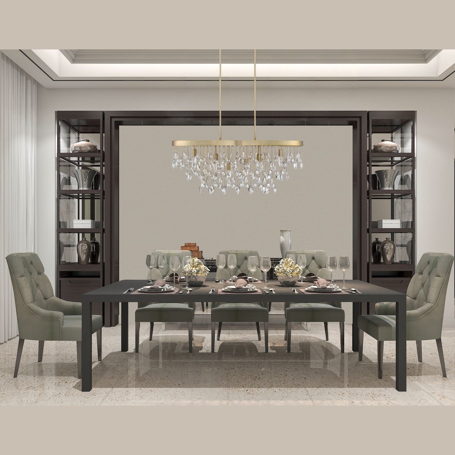 Savoy House - 1-1847-8-127 - Eight Light Linear Chandelier - Livorno - Noble Brass