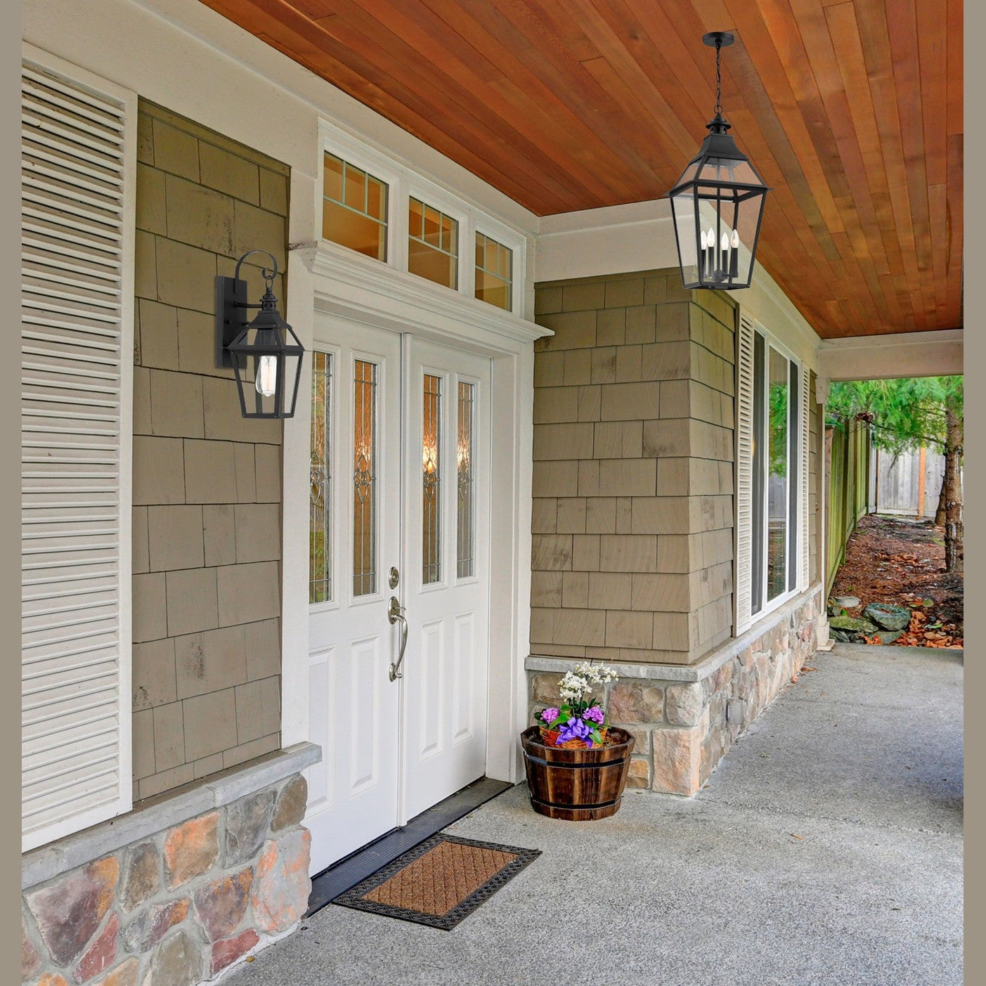 Savoy House - 5-723-153 - Four Light Outdoor Pendant - Jackson - Black with Gold Highlights