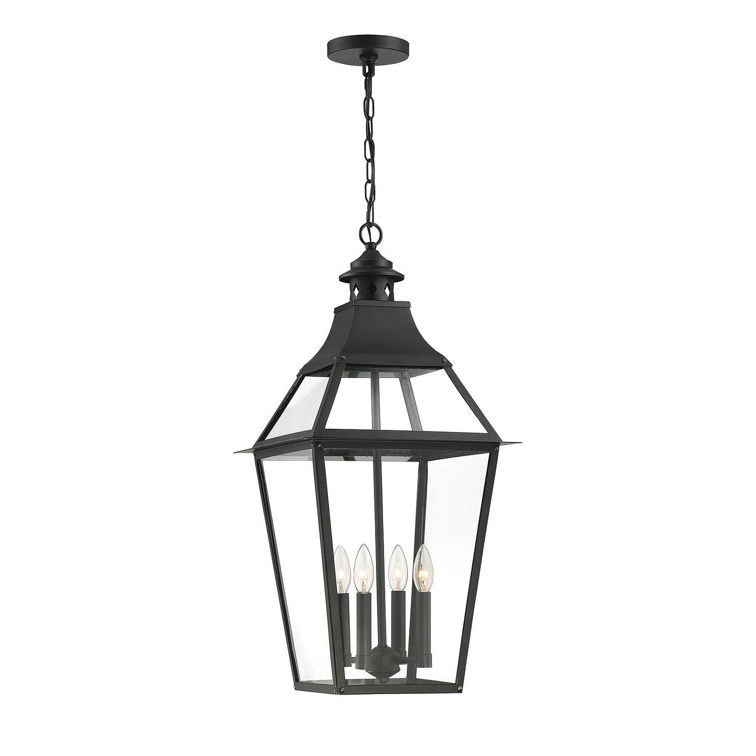 Savoy House - 5-723-153 - Four Light Outdoor Pendant - Jackson - Black with Gold Highlights