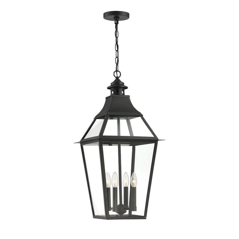Savoy House - 5-723-153 - Four Light Outdoor Pendant - Jackson - Black with Gold Highlights