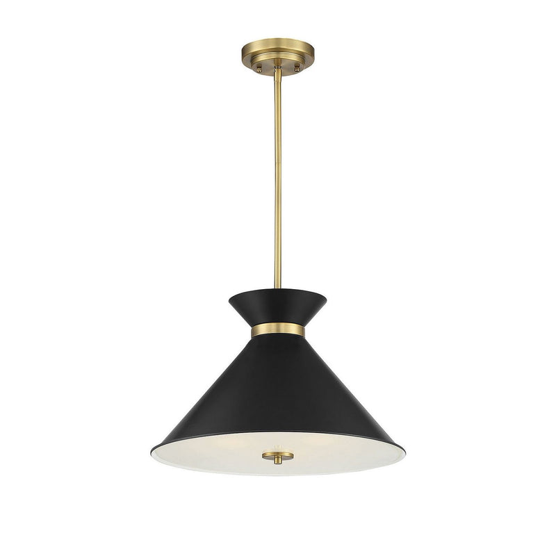 Savoy House - 7-2416-3-143 - Three Light Pendant - Lamar - Black with Warm Brass