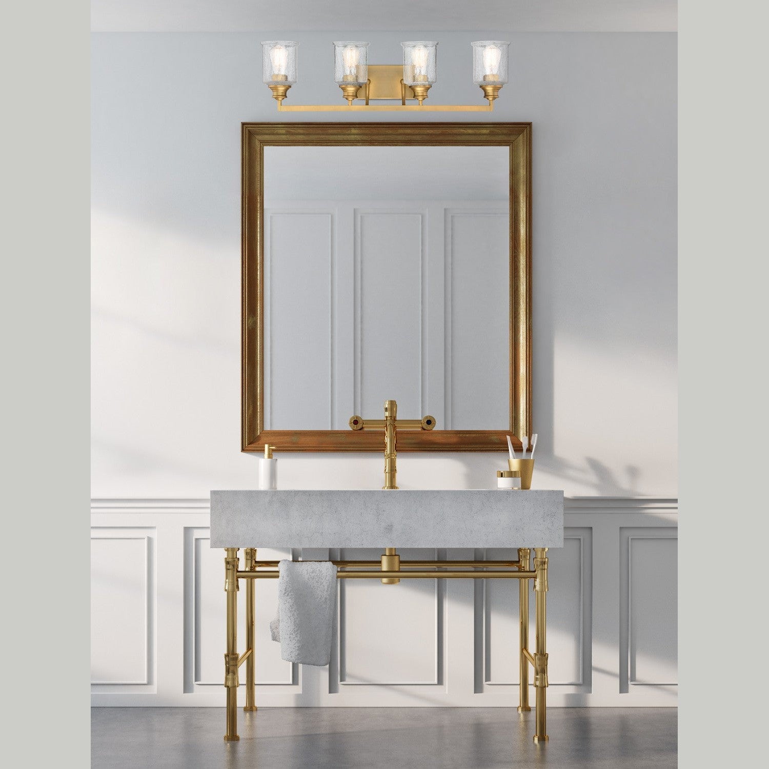 Savoy House - 8-1972-4-322 - Four Light Bath Bar - Hampton - Warm Brass