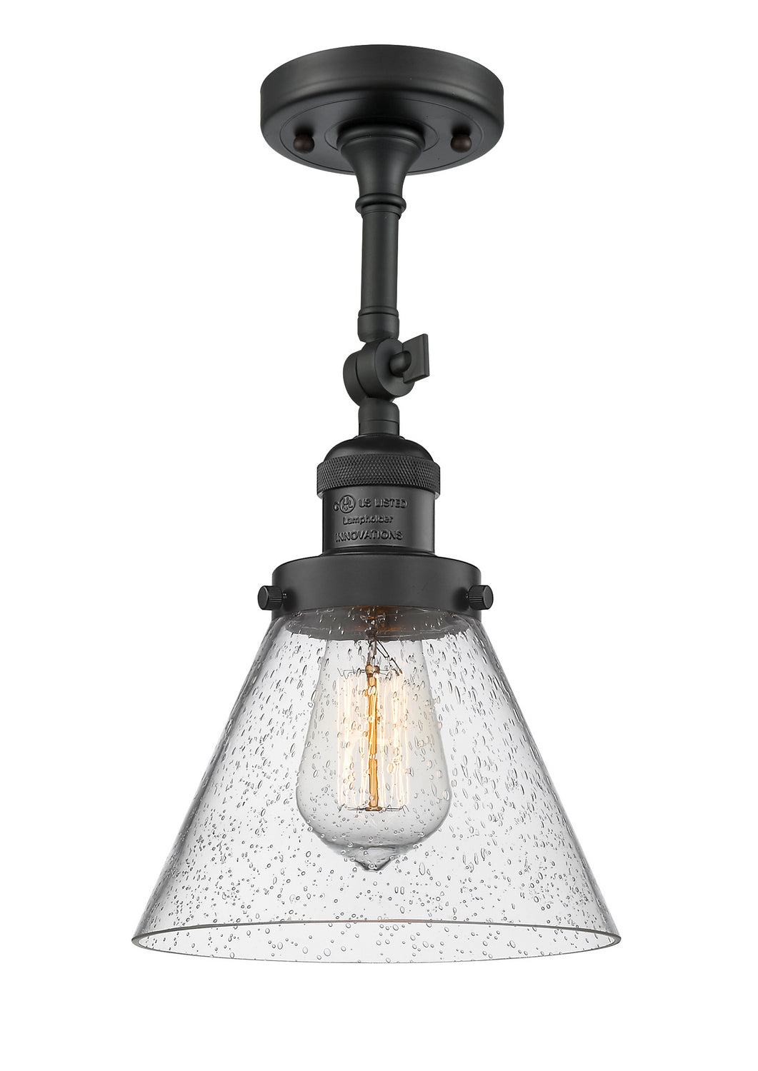 Innovations - 201F-BK-G44 - One Light Semi-Flush Mount - Franklin Restoration - Matte Black