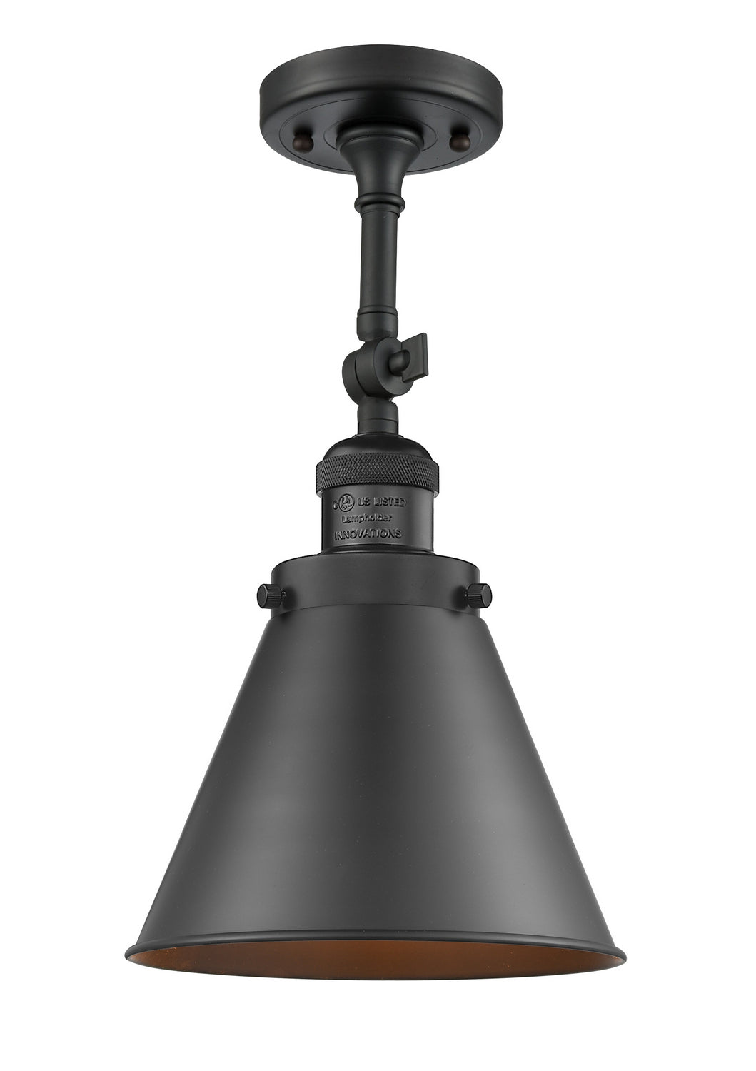 Innovations - 201F-BK-M13-BK - One Light Semi-Flush Mount - Franklin Restoration - Matte Black