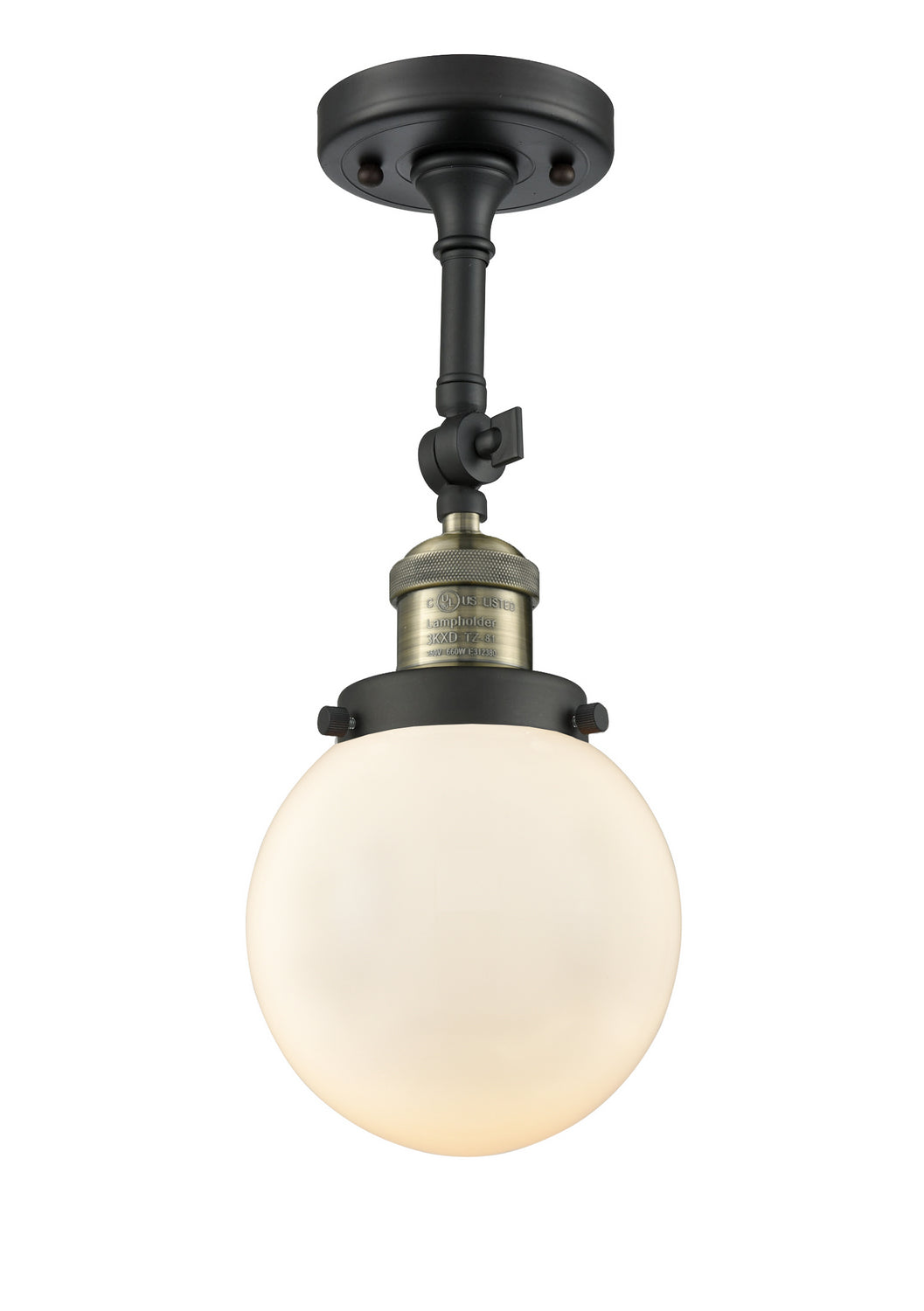Innovations - 201F-BAB-G201-6 - One Light Semi-Flush Mount - Franklin Restoration - Black Antique Brass