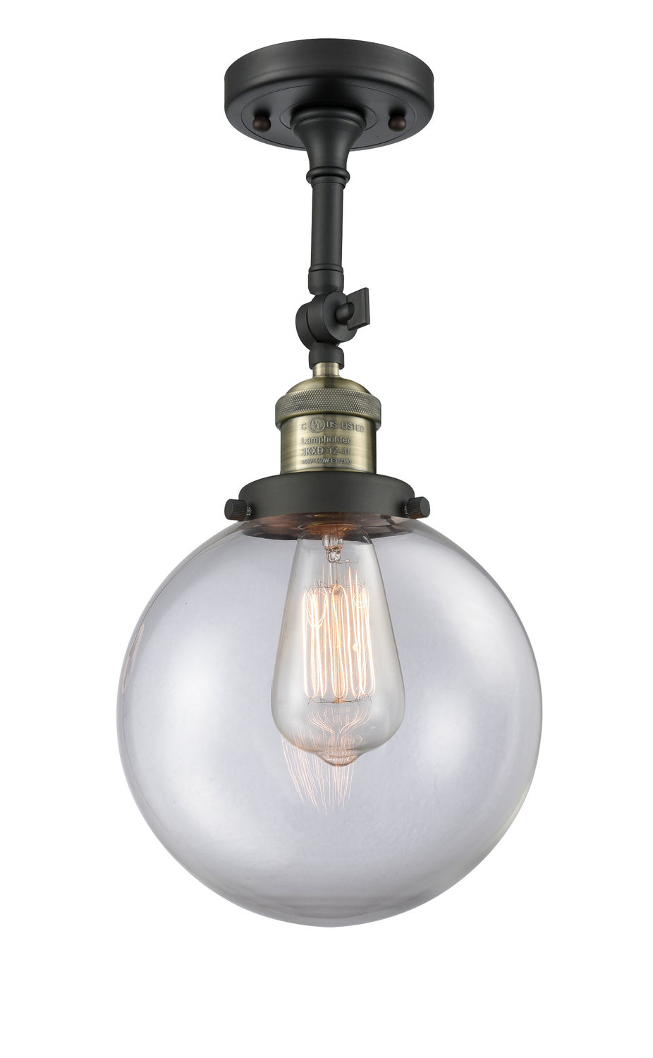 Innovations - 201F-BAB-G202-8 - One Light Semi-Flush Mount - Franklin Restoration - Black Antique Brass