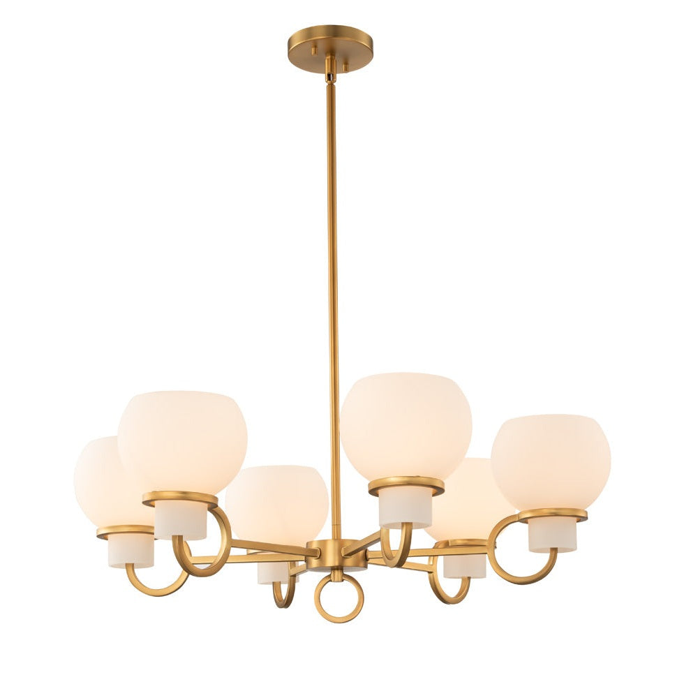 Kalco - 513072WB - Six Light Chandelier - Ascher - Winter Brass