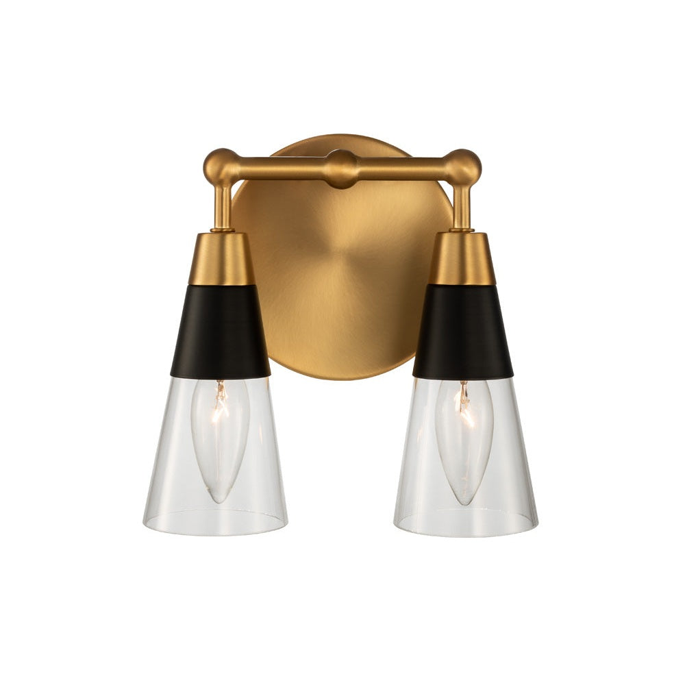 Kalco - 513132BNB - Two Light Bath - Ponti - Matte Black w New Brass
