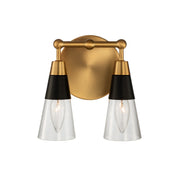 Kalco - 513132BNB - Two Light Bath - Ponti - Matte Black w New Brass