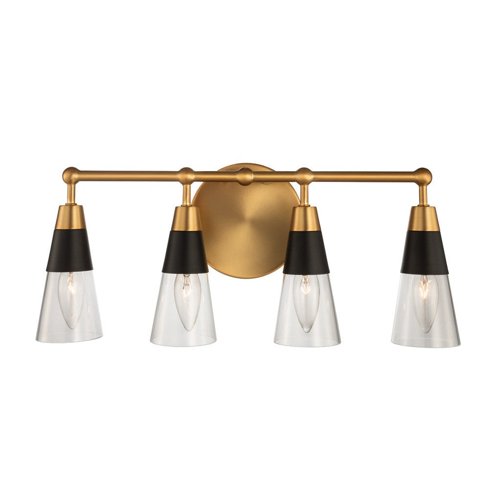 Kalco - 513134BNB - Four Light Bath - Ponti - Matte Black w New Brass