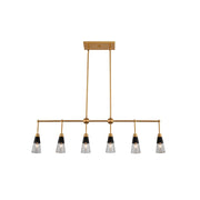 Kalco - 513161BNB - Six Light Island Pendant - Ponti - Matte Black w New Brass