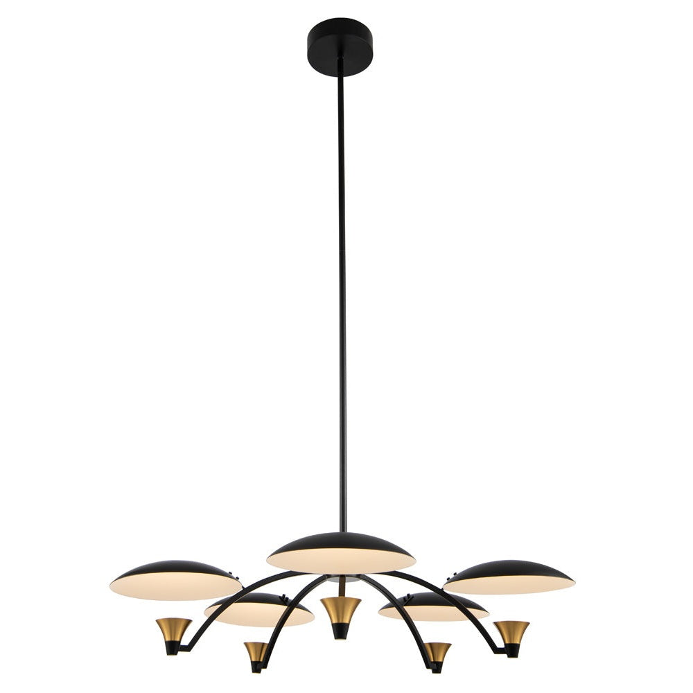 Kalco - 513671BWB - LED Chandelier - Redding - Matte Black w White and Brass Accent