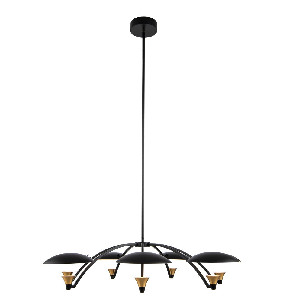 Kalco - 513672BWB - LED Chandelier - Redding - Matte Black w White and Brass Accent