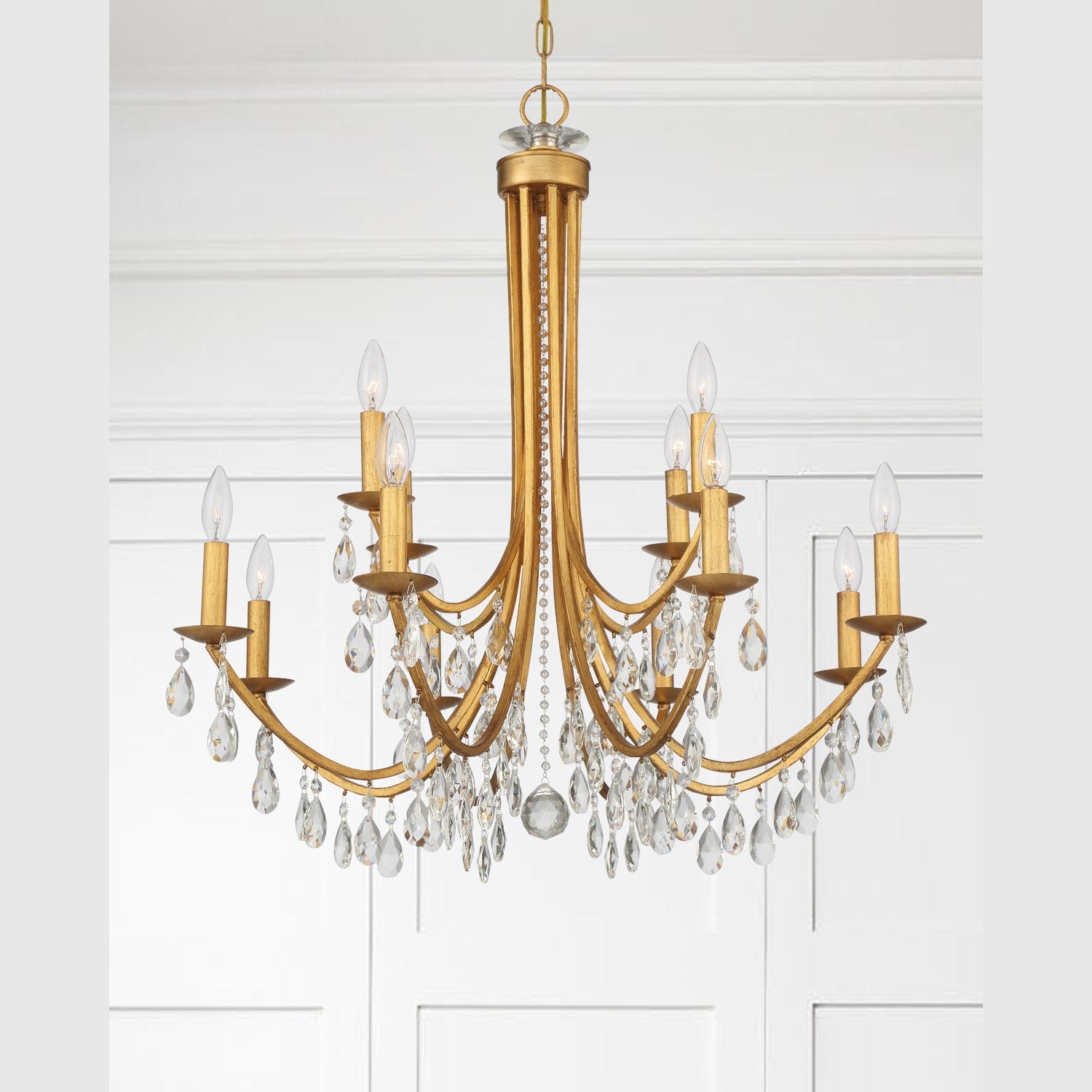 Crystorama - 8829-GA-CL-MWP - 12 Light Chandelier - Bridgehampton - Antique Gold