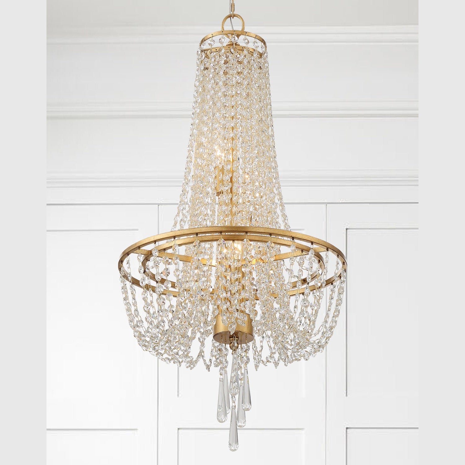 Crystorama - ARC-1907-GA-CL-MWP - Four Light Chandelier - Arcadia - Antique Gold