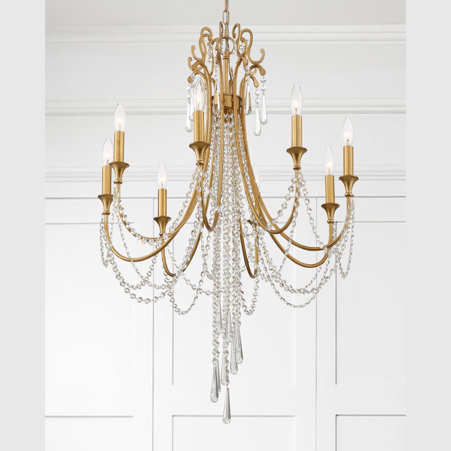 Crystorama - ARC-1908-GA-CL-MWP - Eight Light Chandelier - Arcadia - Antique Gold