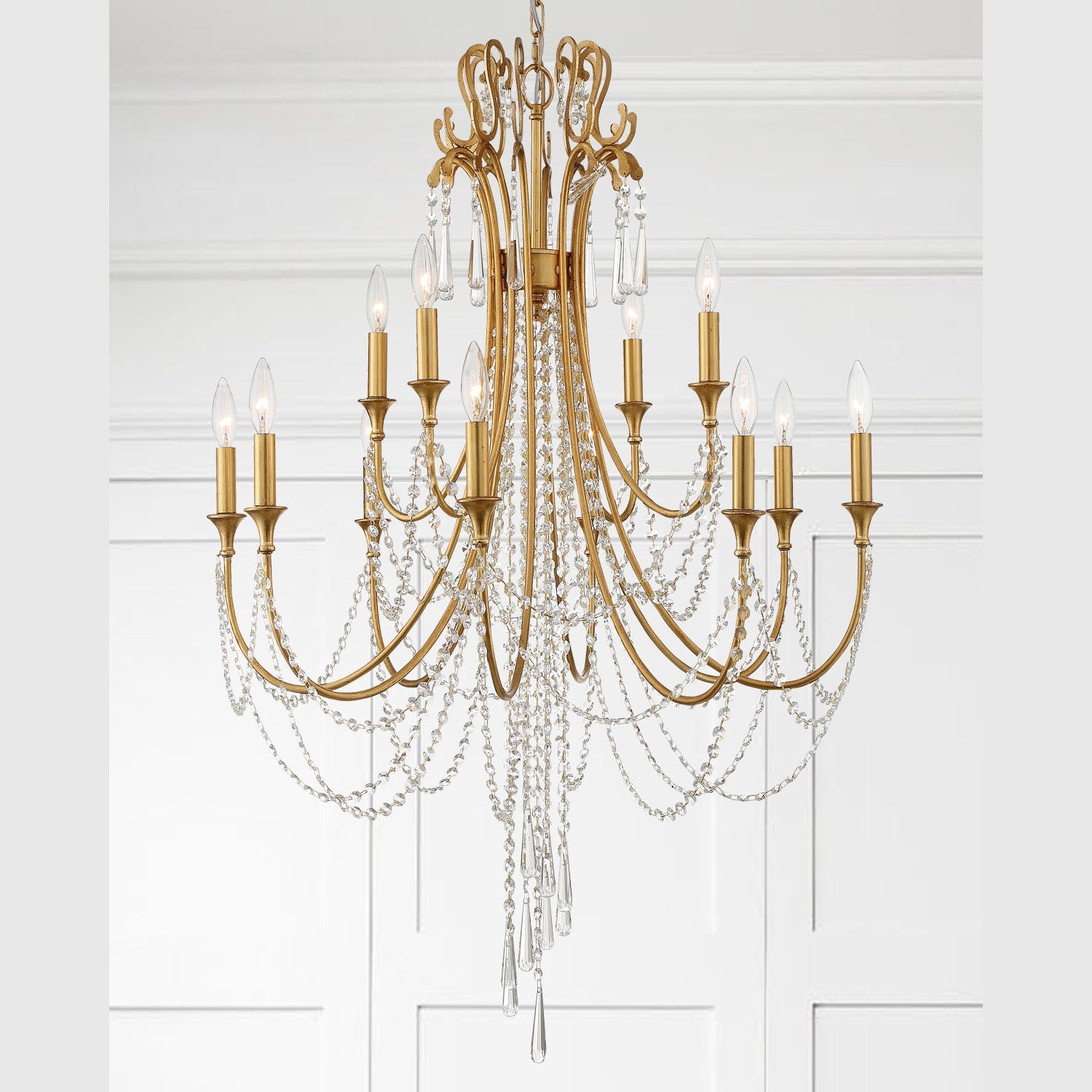Crystorama - ARC-1909-GA-CL-MWP - 12 Light Chandelier - Arcadia - Antique Gold