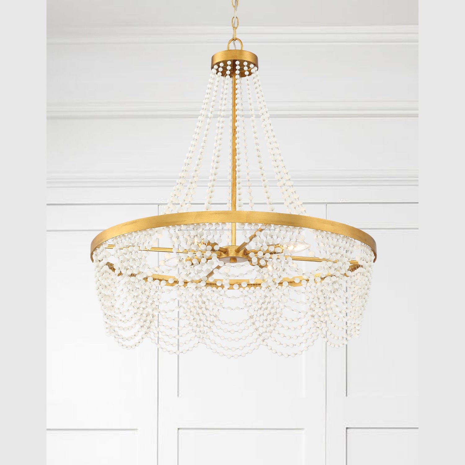 Crystorama - FIO-A9104-GA-WH - Four Light Chandelier - Fiona - Antique Gold