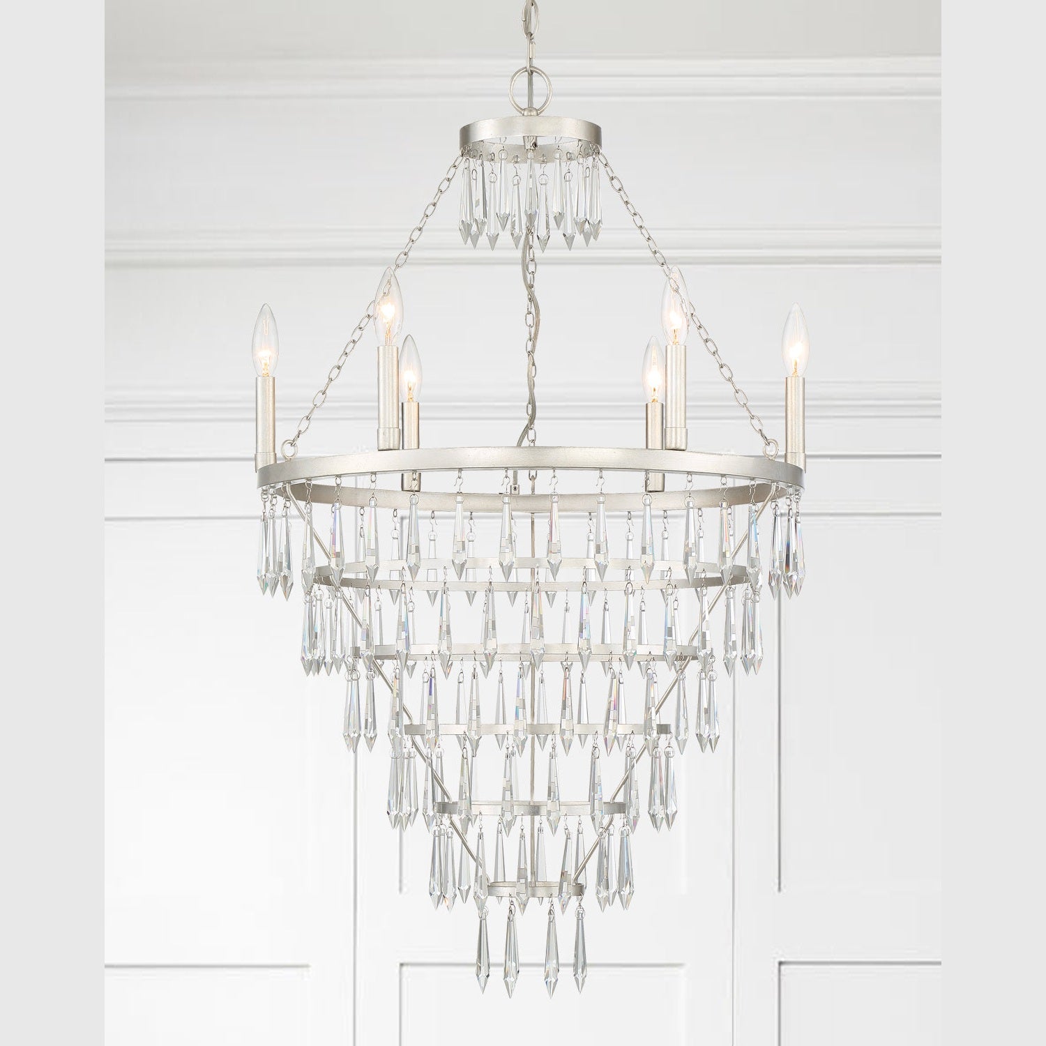 Crystorama - LUC-A9066-SA - Six Light Chandelier - Lucille - Antique Silver