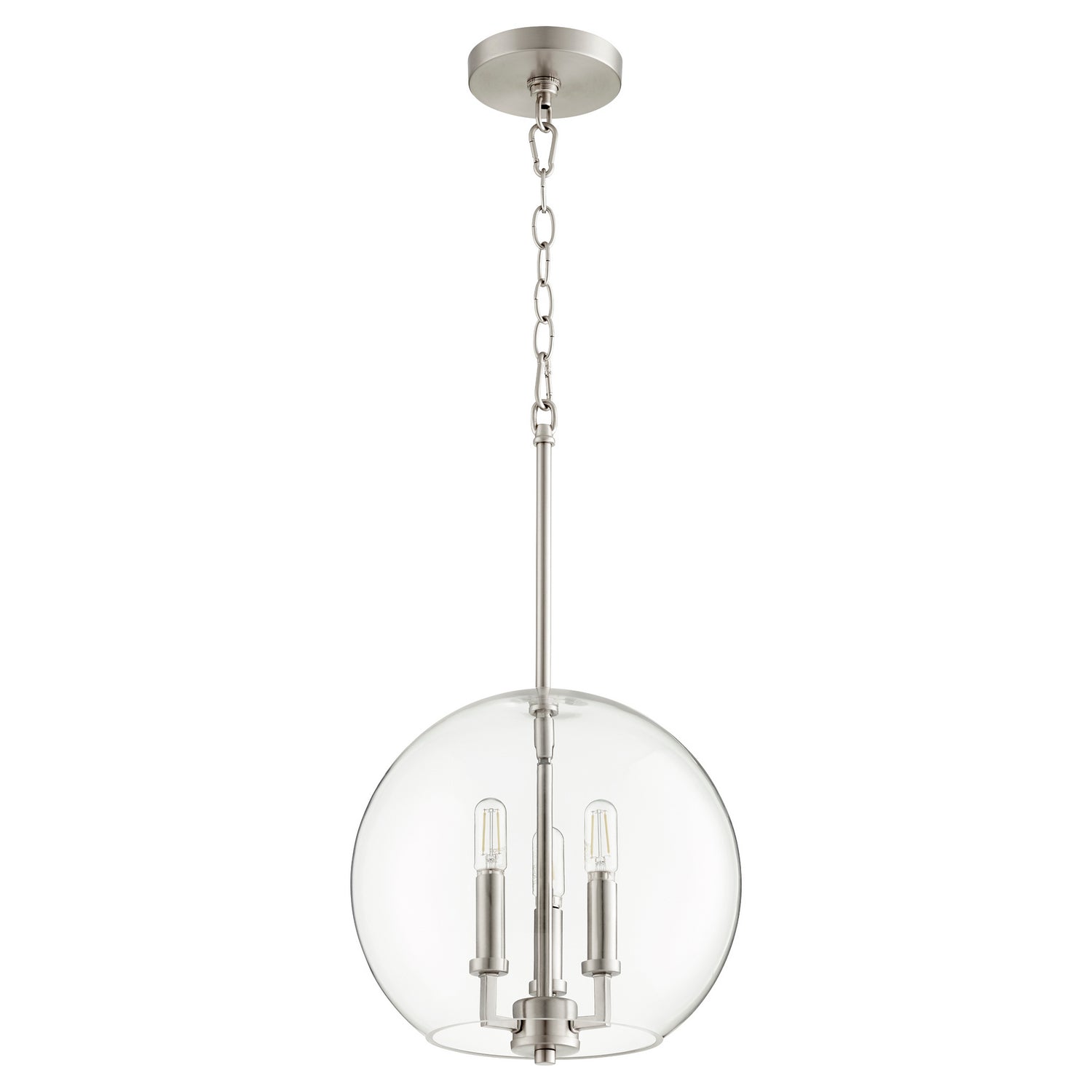 Quorum - 873-3-65 - Three Light Pendant - 873 Globe Pendants - Satin Nickel