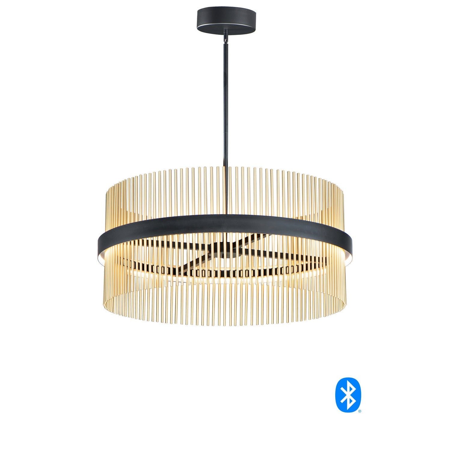 ET2 - E34207-BKSBR - LED Pendant - Chimes WiZ - Black / Satin Brass